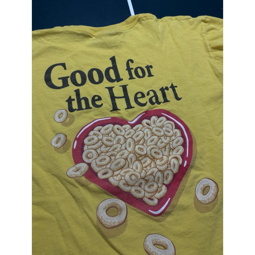 Vintage 90s Cheerios Promo T-Shirt Men's Large Cereal Snack Yellow Double Sided - Picture 8 of 10